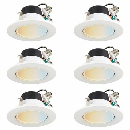 SUNLITE LED 4-in. Round Retrofit Gimbal Recessed Downlight, Medium Base Adapter E26, 8W 65W=, 6PK 41279-NS